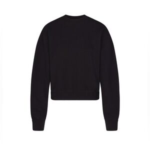 SKIMS black cotton fleece crew neck